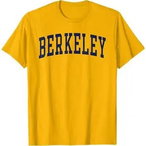 Berkeley Arched Varsity Text Yellow - Womens Mens Berkeley T-Shirt