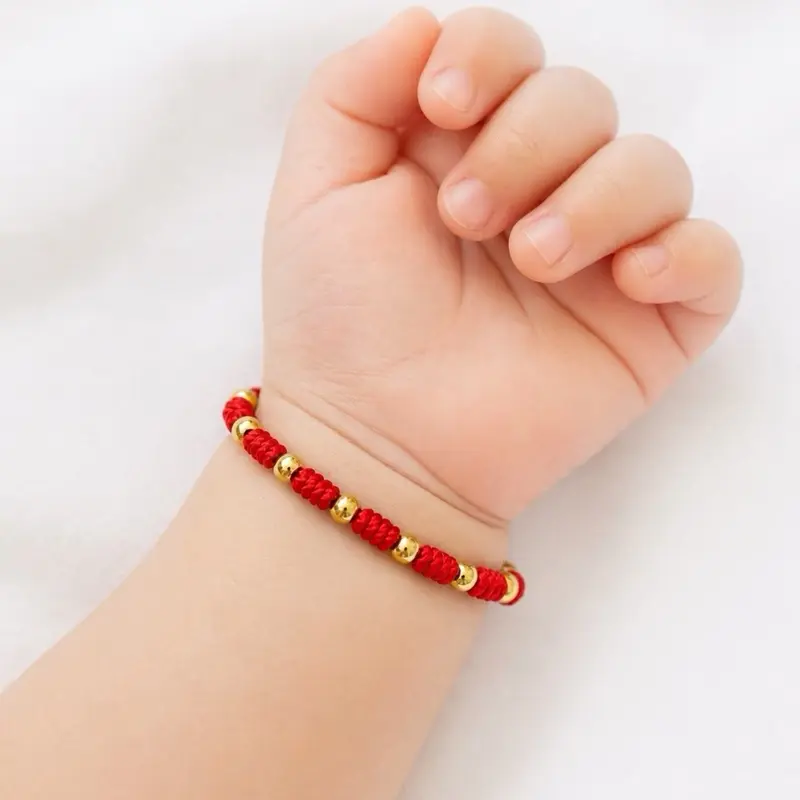 Baby Red String Bracelet | Lucky Gold Beads