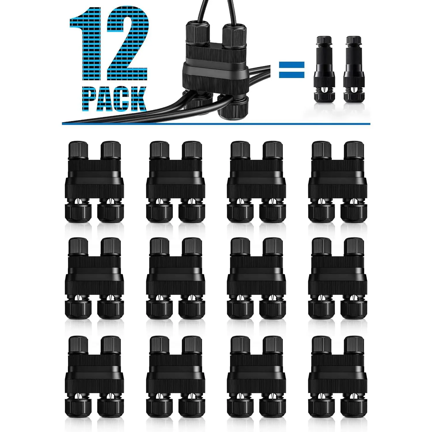 Fastlock2 Low Volta Landscape Lighting Wire Connector Landscape Light Connectors Waterproof 12-18 Gau Landscape Wire Connector for Outdoor Landscape Lighting Path Lights, 12 Pack