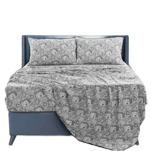 LUX DECOR Microfiber Paisley & Solid Queen Sheets Set with Upto 16 Inches Deep Pocket and Pillowcases