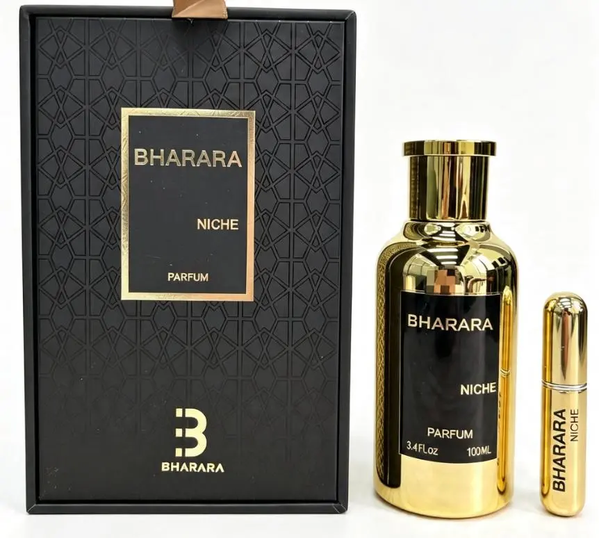 Bharara Niche Unisex Parfum 100ml With Travel Mini Spray, Citrus Jasmine Chocolate Woody Amber Moss Perfume, Long Lasting Luxury Gold Bottle Gift Box For Men Women Anniversary Holiday Gift