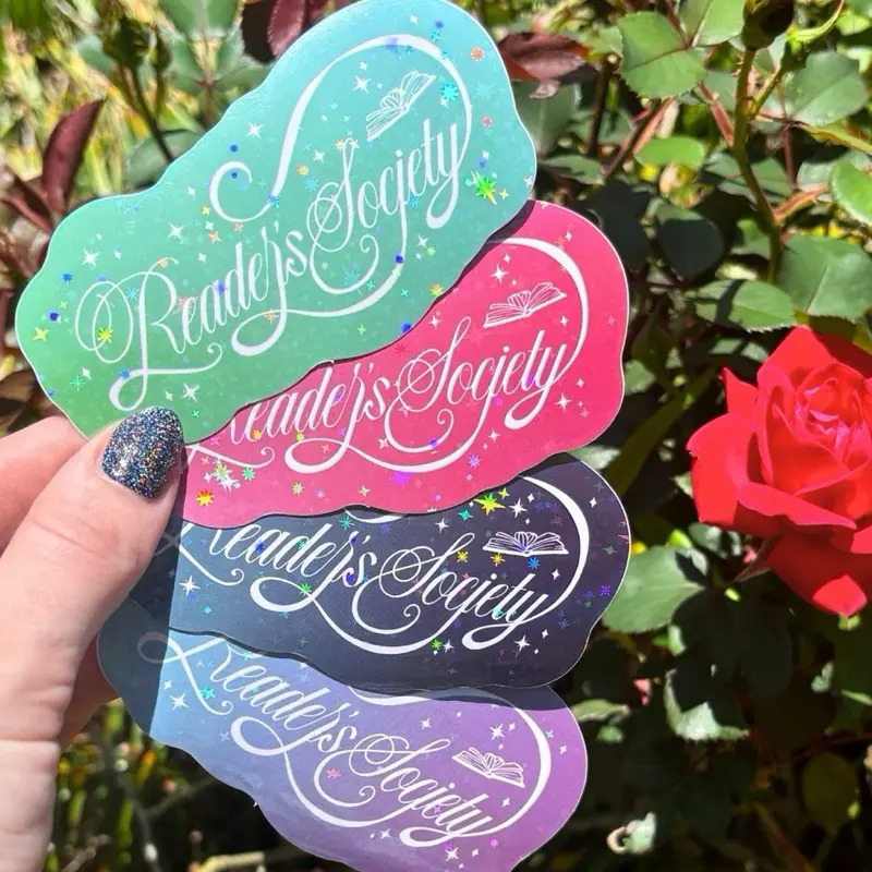 Reader's Society Book Sticker | Holographic Bookish Reading Sticker | Kindle Decor | Vinyl Glitter Sticker | Reading Lover | Blue, Pink, Green, Purple