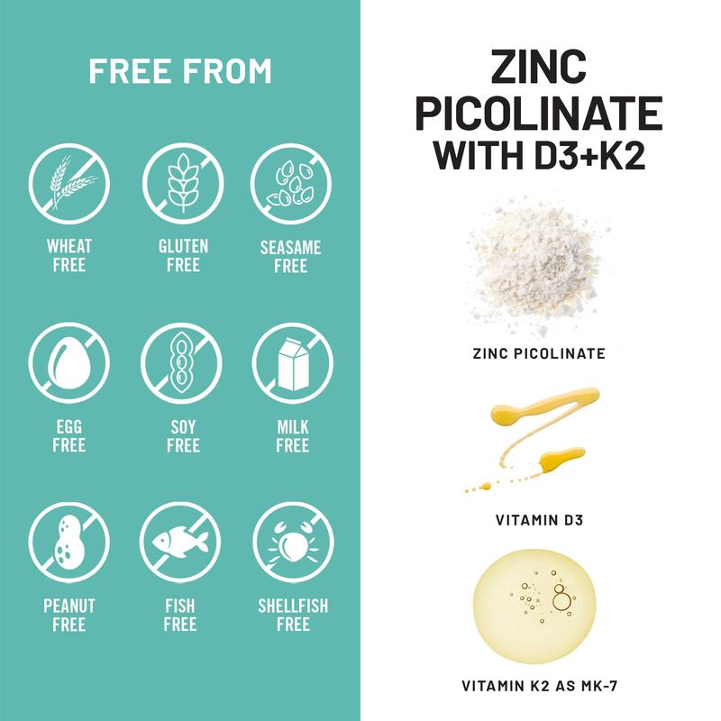 NatureWise Zinc Picolinate with D3 + K2 - Zinc Supplements for Men & Women + Vitamin D3 K2 - Supports Immune & Bone Health* - Non-GMO, Gluten Free, USA Manufactured
