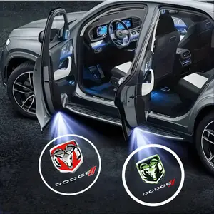 4PCS Dodge Logo Welcome Light, Car Door Projection & Atmosphere Lamp, No-Drill Stick-On Easy Installation, Fit for Charger/Challenger/Durango/Hornet/Viper/Caliber/Journey, Upgrade Car Grade