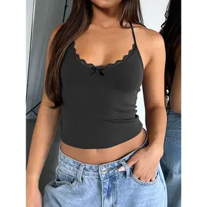 Lace Detail Halter Neck Cami