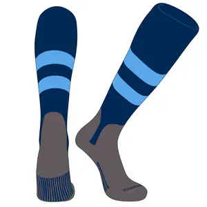 PEAR SOX OTC Baseball Softball Stirrup Socks (D, 5in) Navy, Sky Blue, Navy, Graphite