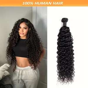 2025 NEW Wholesale Deep Wave Human Hair Bundles Unprocessed Virgin Weave Curly Wave Human Hair Extensions Natural Black14-36 Inch