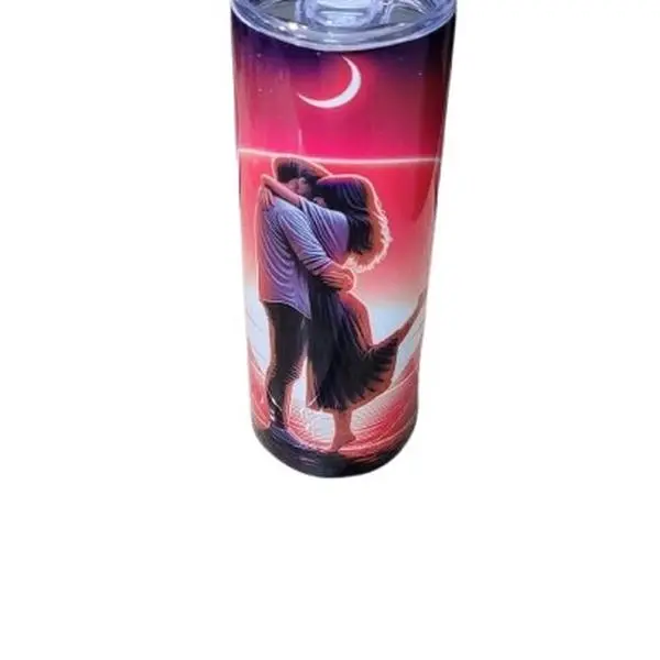 20 oz Insulated Stainless Steel Couple Tumbler with Lid and Straw, Romantic Love Gift for Him and Her, Travel Mug