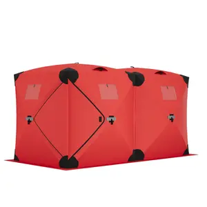 [NEW PRODUCT - FLASH SALE] Garvee Ice Fishing Insulated Tent, Large Pop-Up Portable Hub-Style Ice Fishing Shelter, 5-7 Person Shelter 68 Square Feet of Fishable Area