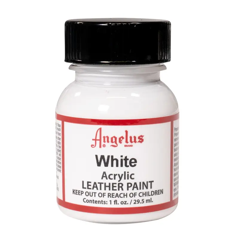 Angelus White Water-Based Premium Professional Acrylic Leather Paint - Durable, Flexible, Crack-Resistant for Footwear Customizing, Easy Clean-Up DIY Projects