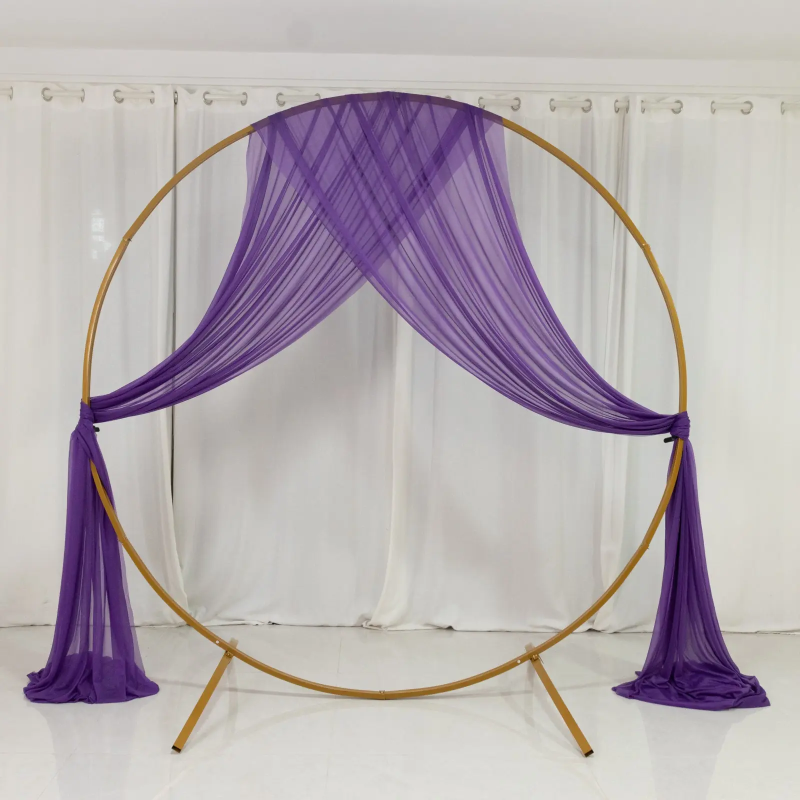 Purple Sheer Fabric Wedding Arch Drape - 5ftx32ft Single Panel Hangable Curtain Backdrop, Easy-to-Clean Wedding Ceiling Decorations, Arch Background Cloth, Party Decor Supplies for Bridal Showers, Photoshoots