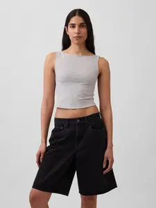 Gap Women's CloseKnit Jersey Boatneck Crop Tank Top