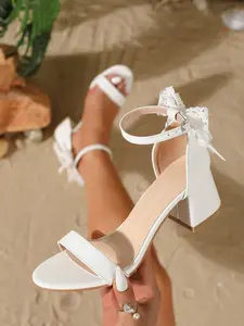 Fashion High Heel Sandals for Women, Open Toe Buckle Design, Summer Butterfly Knot, Sweet and Cute, Classic, Perfect for Parties and Dresses