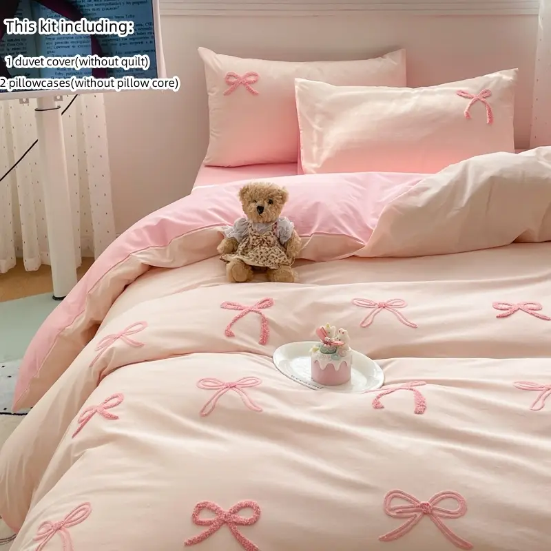 3pcs Elegant Embroidered Orchid Bed Linen Set, Includes Soft Comforter and Pillow Covers, and Breathable for All Seasons