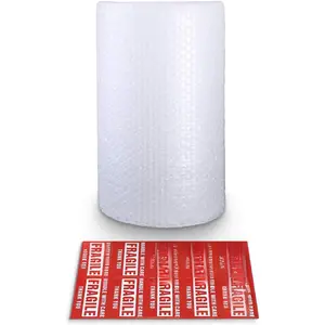 Bubble Cushioning Wrap Rolls, 3/16" x 12" x 15' ft Total, Perforated Every 12" for Packaging, Shipping, Mailing