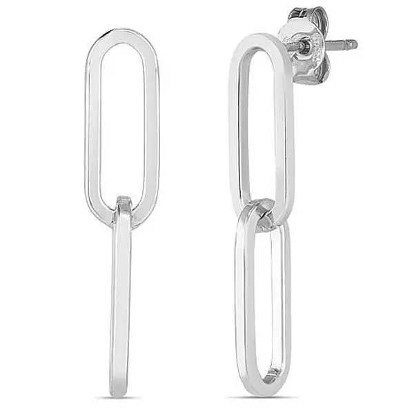 Royal Chain Sterling Silver Paperclip Chain Drop Earrings