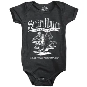 Sleepy Hollow Bed and Breakfast Baby Bodysuit Funny Sarcastic Halloween Graphic Novelty Jumper For Infants Funny Baby Onesies Halloween Clothes for Baby Novelty Onesie Black -