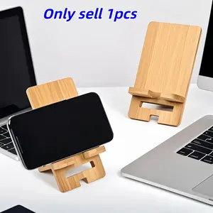Wooden Phone and Tablet Stand, Adjustable Multi-Angle Desktop Holder, Natural Style, Perfect for Home Office School, Holiday Gifts