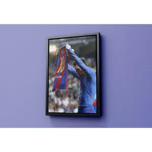 Lionel Messi Iconic Celebration Poster Barcelona Canvas Home Decor Framed Art, Ready To Hang