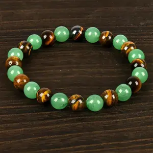 Arpurraina Money Attraction Bracelet withGreen Aventurine & Tiger Eye - blue friendshipbracelet beaded jewelry protection braceletencouragement gift fashion artificial braceletof the day Colorblock Beaded Crystal Bracelet
