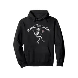 Men’s Social Distortion Skelly Soft Cotton Hoodie - Long Sleeve Menswear Casual Tops, Rock Band Punk Graphic Sweatshirt, Black Retro Streetwear Fabric Pullover, Official Music Lover Merch