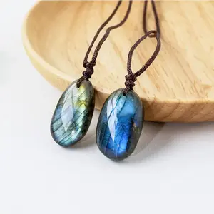 Natural Labradorite Quartz Necklace – Healing Crystal Pendant for Energy, Intuition, and Balance | Unisex Waterdrop Design