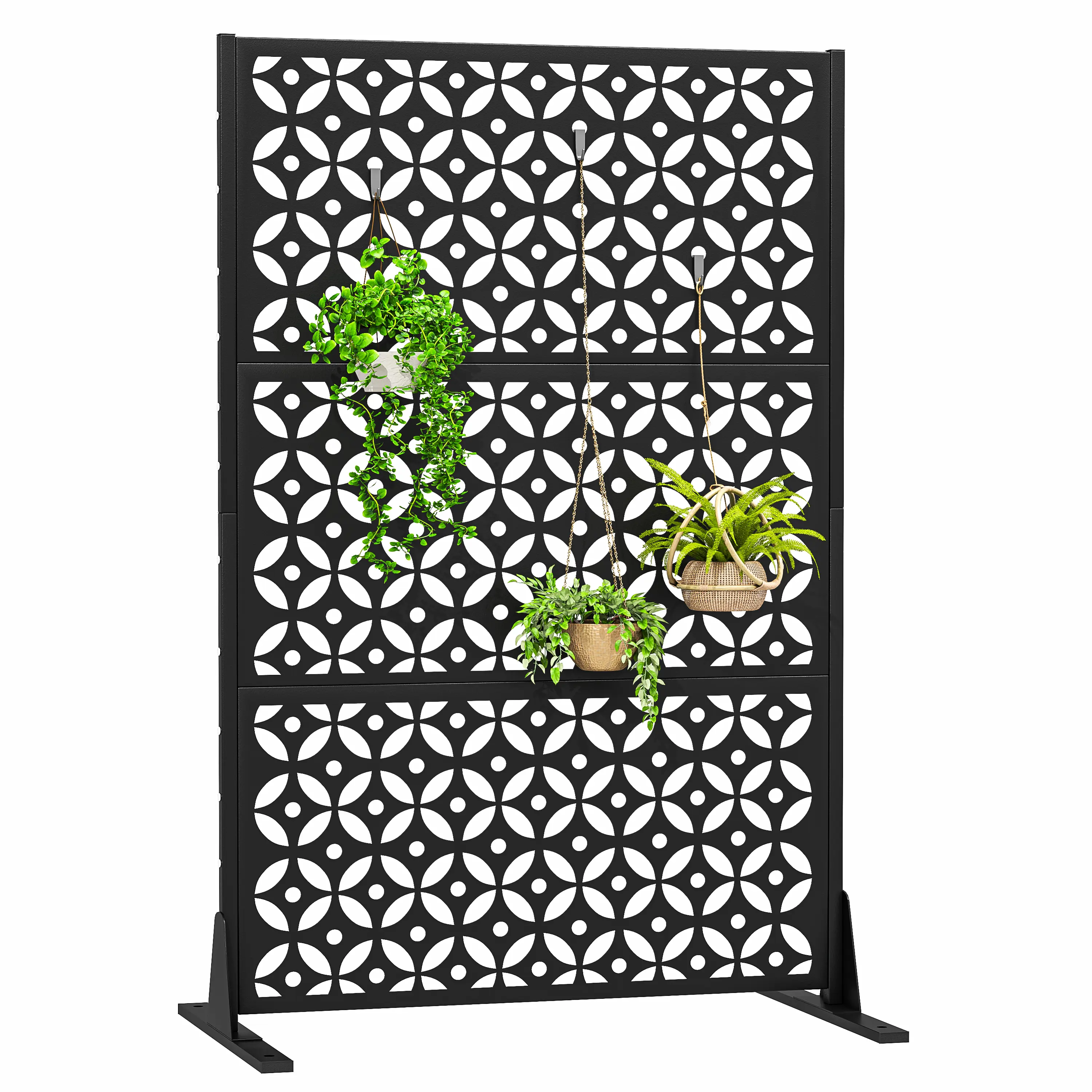 GEITIN Metal Privacy Screen Outdoor 72" H×46" W Patio Privacy Fence Freestanding Decorative Portable Divider Screens for Balcony Garden Lawn Deck