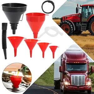 6 Pcs Plastic Funnel Set,Wide Mouth Oil Funnel with Flexible Hose for Cars,Motorcycles,Engine,Gas,Fuel,Diesel,Water,Fluid,Coolant,Liquid Filling,Car Repair Tool summervibes