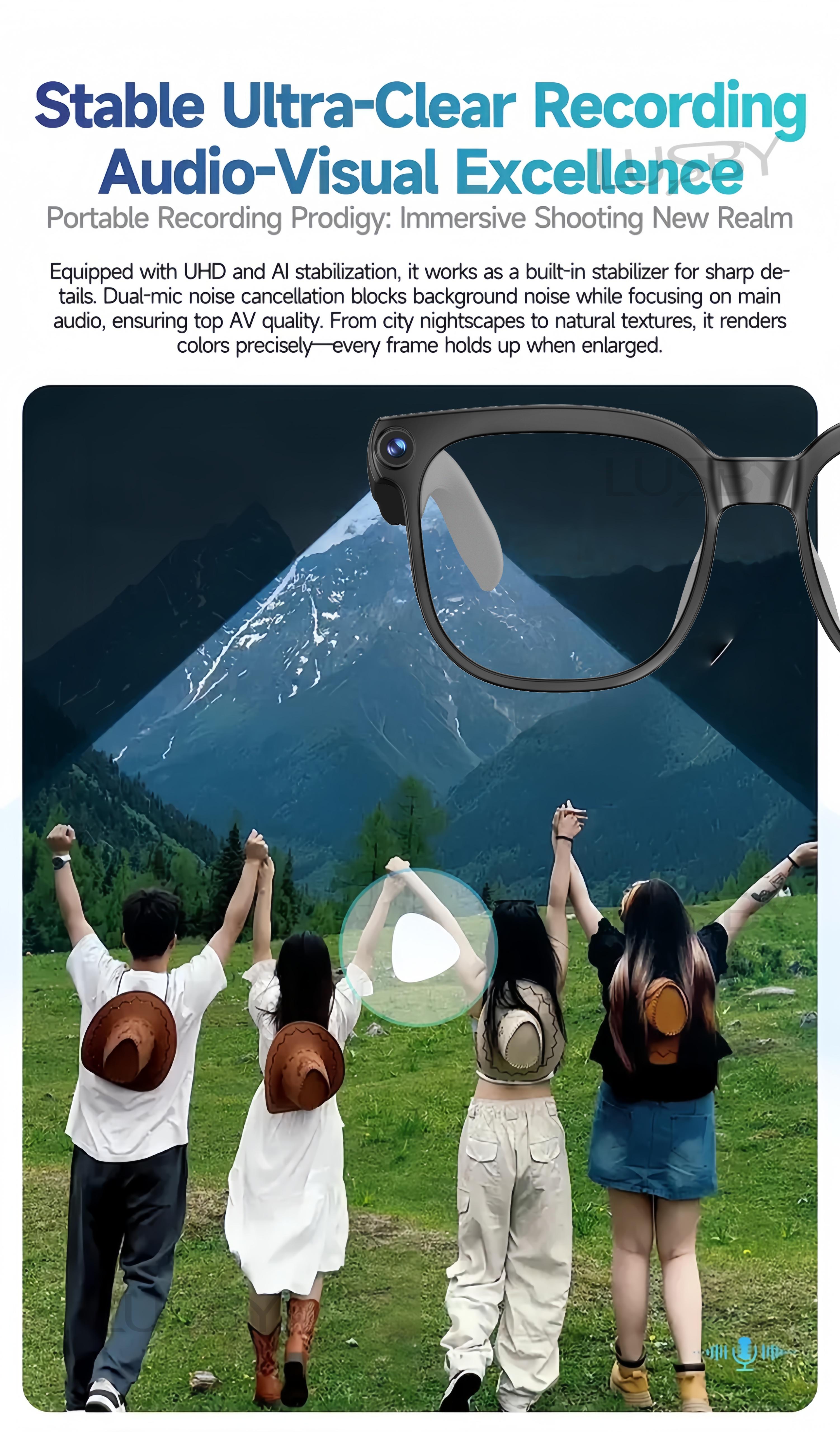 LUSBY Smart AI Camera Glasses with 8MP Photochromic Lenses ,Button Touch Adjustment for Travel Outdoor Adventures Hands-Free Photography 160+Languages Real-Time Translation Bluetooth Wireless Wearable Video Recording UV Protection ,Easter gift LUSBY Smart AI Camera Glasses with 8MP Photochromic Lenses ,Button Touch Adjustment for Travel Outdoor Adventures Hands-Free Photography 160+Languages Real-Time Translation Bluetooth Wireless Wearable Video Recording UV Protection ,Easter gift