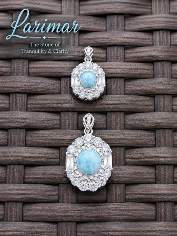 Larimar stainless steel pendant