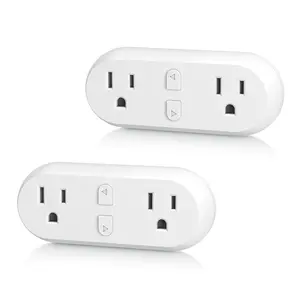 Plug 15A, WiFi Outlet Extender Dual Socket Plugs Works with Alexa,   Assistant, Remote Control with Timer Function, No Hub Required, ETL Certified, 2.4G WiFi Only, 2-Pack