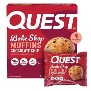 Quest Bake Shop Protein Muffins, Chocolate Chip Flavor, 10g Protein, 4 Count