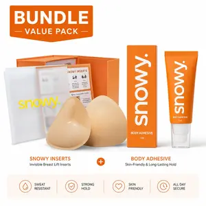 Snowy Sticky Push Up Inserts - Instant Boost Double-Sided Adhesive Bra Cup for Women Supports Up to 2 Cup Sizes Washable & Reusable - Feminine Essential Tops Reusable Outfit Feminine Gamis Essential