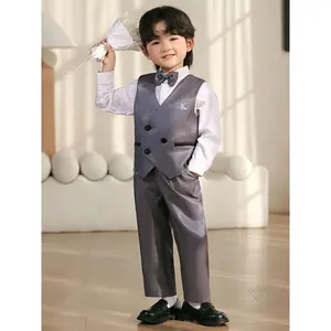 Boys' Vest Set, New Spring/Summer Style, Flower Boy Wedding Attire, Birthday & First Birthday Outfit, British Gentleman Performance
