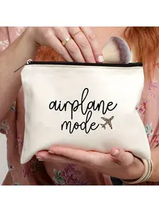 In-stock hot-selling storage bag with lining, student blank canvas pencil case, canvas zippered makeup bag