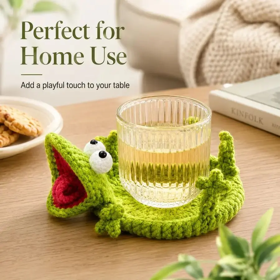 Funny Lizard & Squirrel Handmade Crochet Cup Mats, Cute Animal Shaped Drink Coasters, Soft Yarn Coffee Cup Pads, Kitchen Table & Coffee Bar Decor, Unique Gift for Animal Lovers