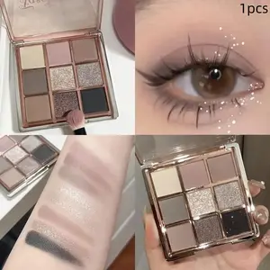 9-color eyeshadow palette, with cool-toned smoky gray, brown tones, and soft matte paired with translucent fine shimmer. Lowsaturation earth colors, delicate and smooth powder, easy to blend, can be layered freely to create an atmospheric everyday eye 2