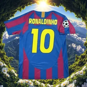 2005 2006 Home No.10 Ronaldinho Retro ShortSleeves soccer jersey
