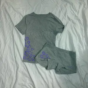 Women's Grey/Silver/purple Rhinestone Leopard Print Loungewear Streetwear Two-Piece Set Stylish Comfortable Lounge Wear with Glamorous Rhinestone Accents