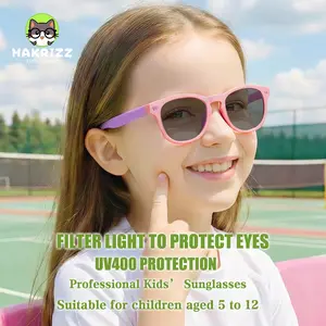 MAKRIZZ Pink Girls Polarized Sunglasses UV400, Medical-Grade Unbreakable, with Case & Strap for 5-12/KR622