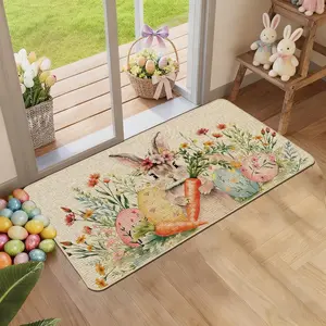 Doormat, Home Decorative Rugs, Decorative Mat, Welcome mat, Easter Watercolor Bunny Doormat, Easter Home Decor, Easter egg element, Holiday Decorative Floor Mats, Suitable for outdoor patio front door entrance mats, Easter gifts