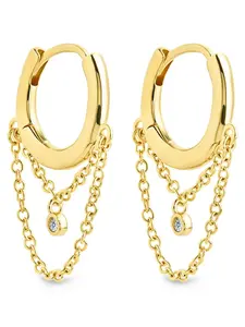 Kathleen CZ Chain Drop Hoop Earrings