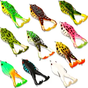 10-Pack Bright Water Frog Bait, Silicone Floating Bait with Double Propeller Legs, Lead-Free-Perfect for Weever, Mandarin Fish, Mandarin Fish | 3.54 Inches/13 Grams