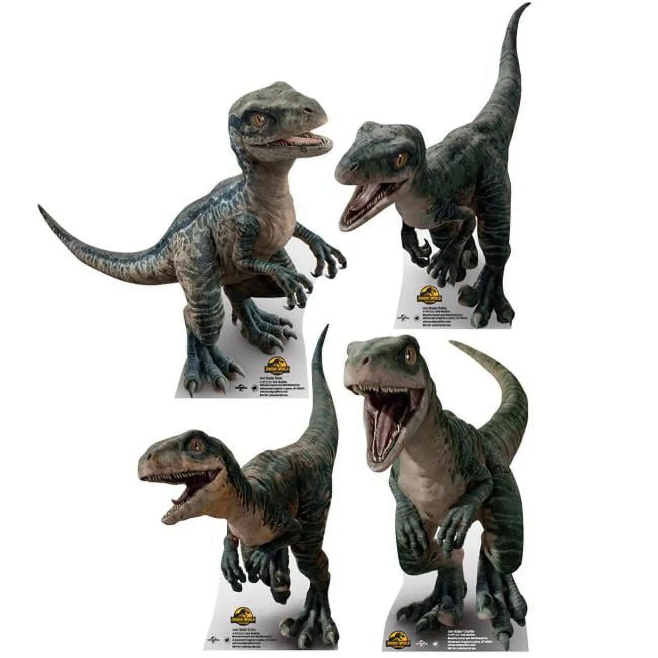 Advanced Graphics 3501 19x15 in Decorative Dinosaur Standees - Baby Blue Charlie, Delta & Echo Mini Cardboard Cutout Collectibles, Jurassic World Themed Home Decor, Pack of 4, No, 19" X 15"