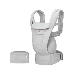 Ergobaby Omni Deluxe Cotton All-in-One Baby Carrier - Pearl Gray: Buckle Closure, Adjustable Harness, Infant Head Support