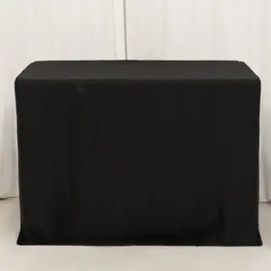 Fitted Polyester Rectangle Tablecloth 48"x24"x42" Black - Ideal for Tall Special Size Tables