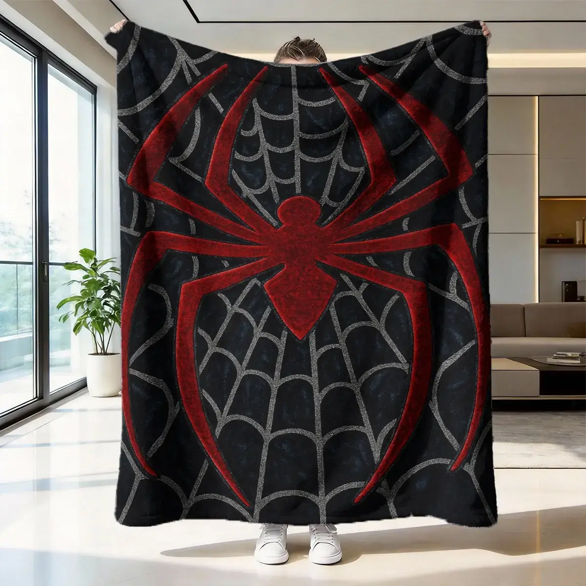 Spider Web Pattern Flannel Blanket, Soft and Skin-Friendly, Warm Sofa Bedroom Nap Mat, Warm Napping Blanket, Multi-Scene Use, Cozy and Comfortable, Cozy Throw Blanket, Soft Comfy Blanket