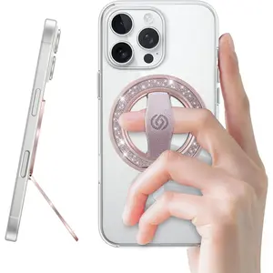 [Stylish Twinkle]  MagOne for Magsafe Phone Grip Kickstand [Replaceable Elastic Finger Loop], Mag Safe Ring Holder Stand,  Phone Accessories for  17,16,15,14,13,12-(Rose )