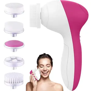 5-in-1 Electric Facial Cleansing Brush, Rotating Exfoliating Face Massager, Deep Cleansing & Gentle Exfoliator for Daily Skin Care