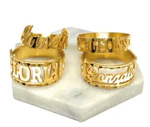 Gold Plated SILVER CUSTOMIZED Name Ring